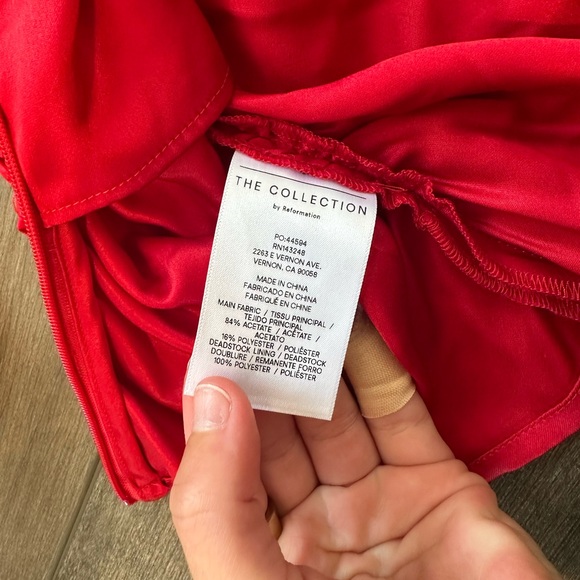 Reformation Red Ruched Puff Sleeve Top - Picture 7 of 7